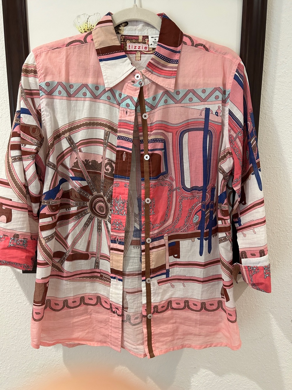 Tizzie Rome Wagon Wheel 3/4 Sleeve Blouse